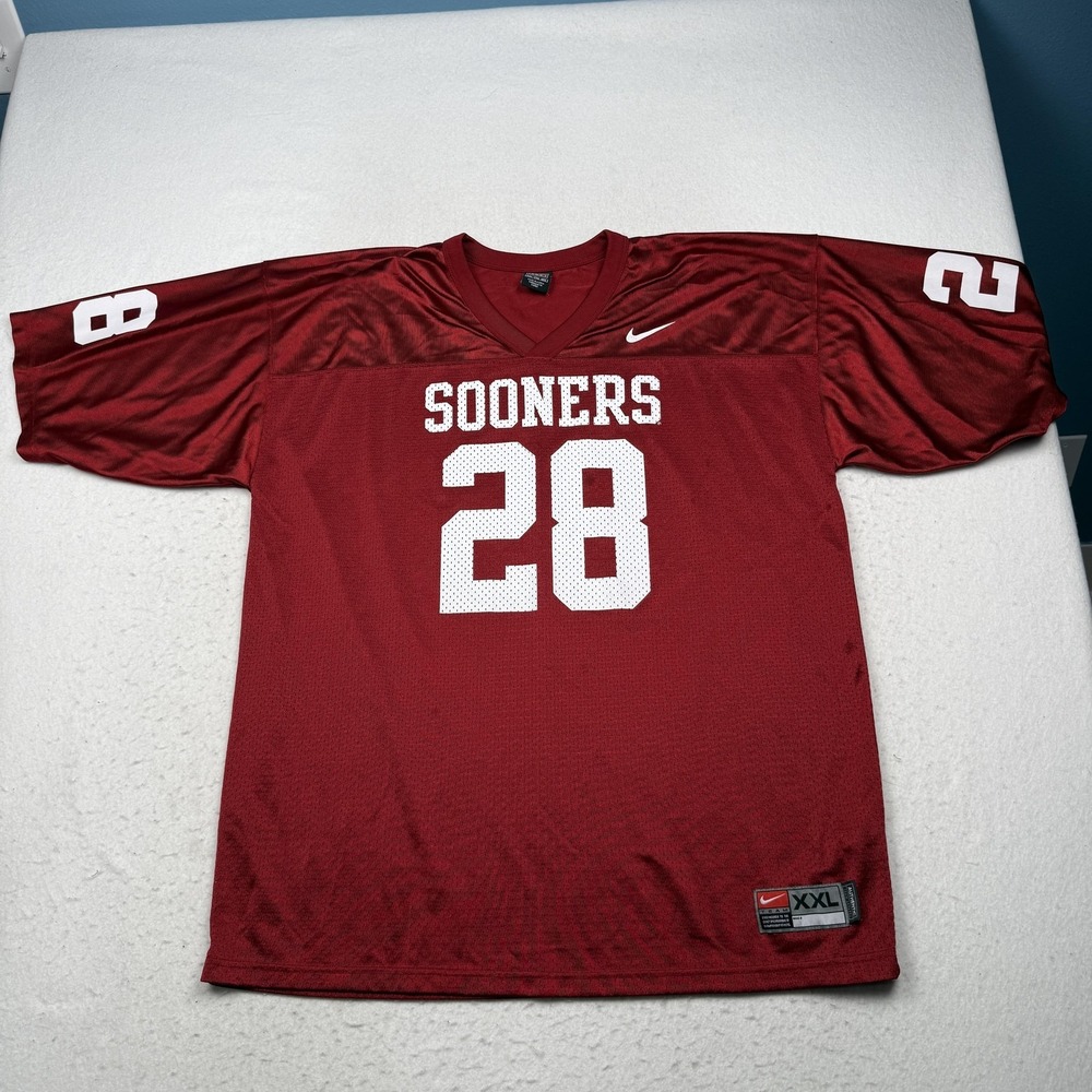 Oklahoma Sooners Jersey Mens 2XL Red NCAA Football Nike Team Authentic 28 Mesh
